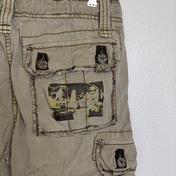 JetLag Shorts Mens 30 Khaki Cargo Utility Preppy Casual Relaxed Y2K Baggy 13" - Picture 10 of 10